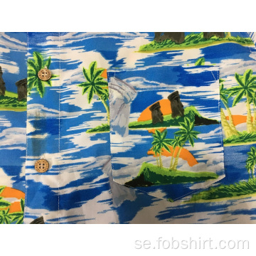 Polyester tryck hawaii casual skjorta